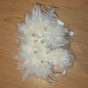 Boho feather bridal hair clip